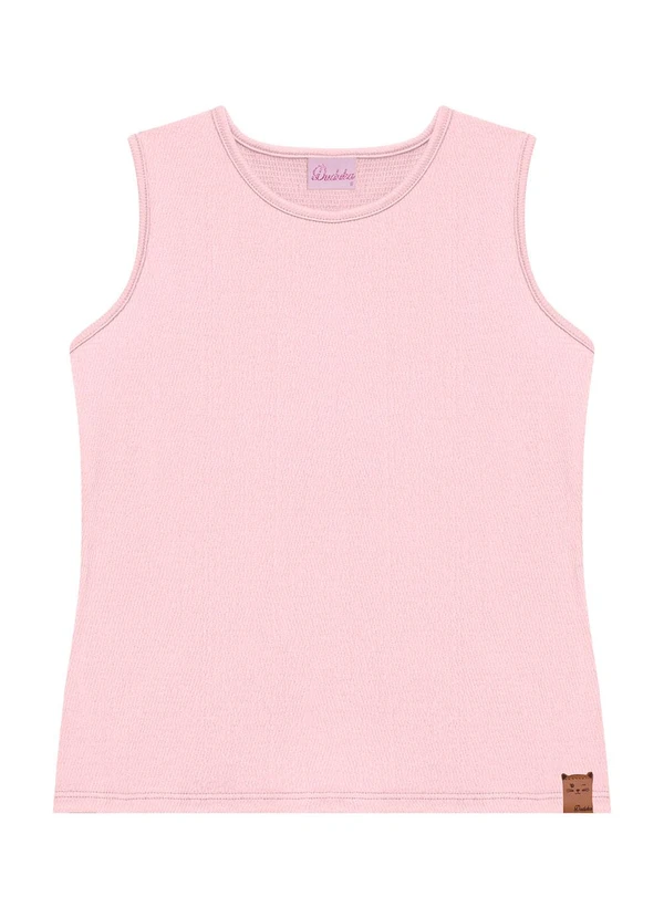 Duduka - Regata Infantil Gatinho com Etiqueta   Rosa