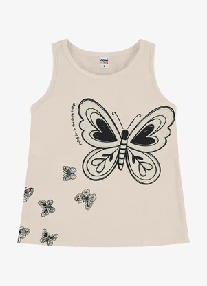 Rovi Kids - Regata Infantil Meia Malha com Estampa Bege - ROVI KIDS