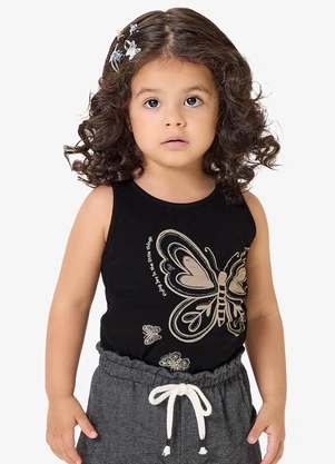 Rovi Kids - Regata Infantil Meia Malha com Estampa Preto - ROVI KIDS