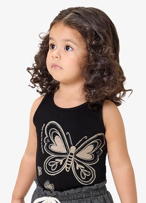 Rovi Kids - Regata Infantil Meia Malha com Estampa Preto - ROVI KIDS