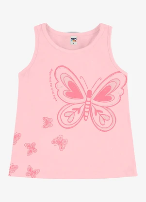 Rovi Kids - Regata Infantil Meia Malha com Estampa Rosa - ROVI KIDS