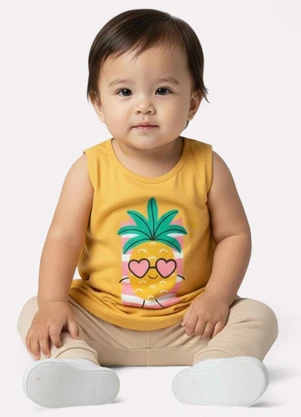 Kyly - Regata Infantil Menina Abacaxi Amarelo - KYLY