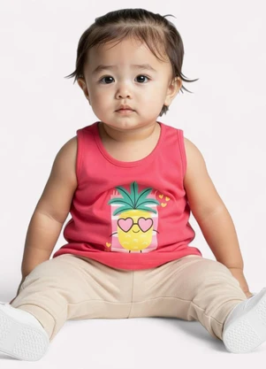 Kyly - Regata Infantil Menina Abacaxi Rosa - KYLY