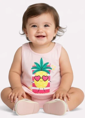 Kyly - Regata Infantil Menina Abacaxi Rosa - KYLY