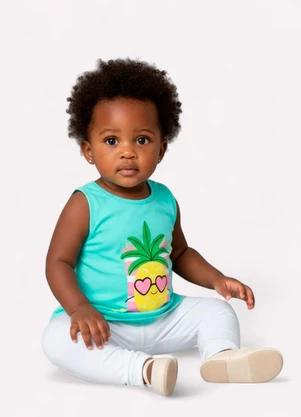 Kyly - Regata Infantil Menina Abacaxi Verde - KYLY