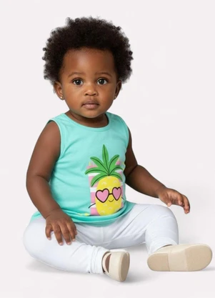 Kyly - Regata Infantil Menina Abacaxi Verde - KYLY