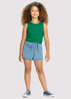 Alakazoo - Regata Infantil Menina Canelada Básica Verde - ALAKAZOO