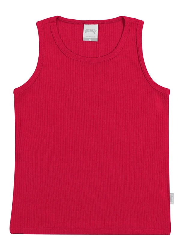 Alakazoo - Regata Infantil Menina Canelada Básica Vermelho