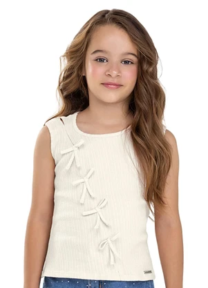 Colorittá - Regata Infantil Menina Canelada Laços Bege - COLORITTÁ