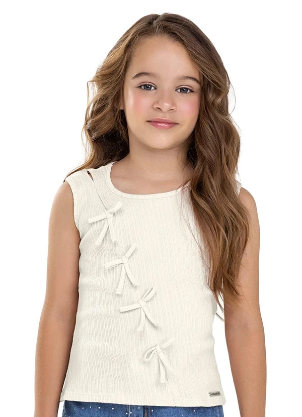 Colorittá - Regata Infantil Menina Canelada Laços Bege 1