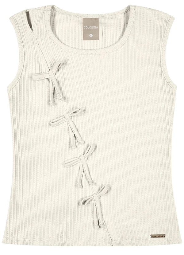 Colorittá - Regata Infantil Menina Canelada Laços Bege 3