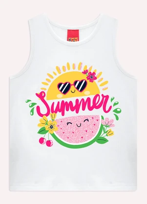 Kyly - Regata Infantil Menina em Cotton Branco - KYLY
