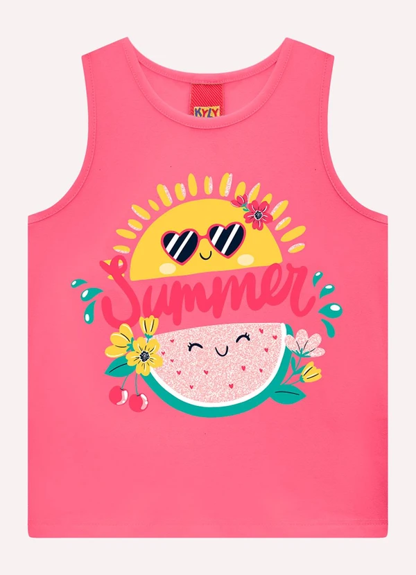 Kyly - Regata Infantil Menina em Cotton Rosa 1