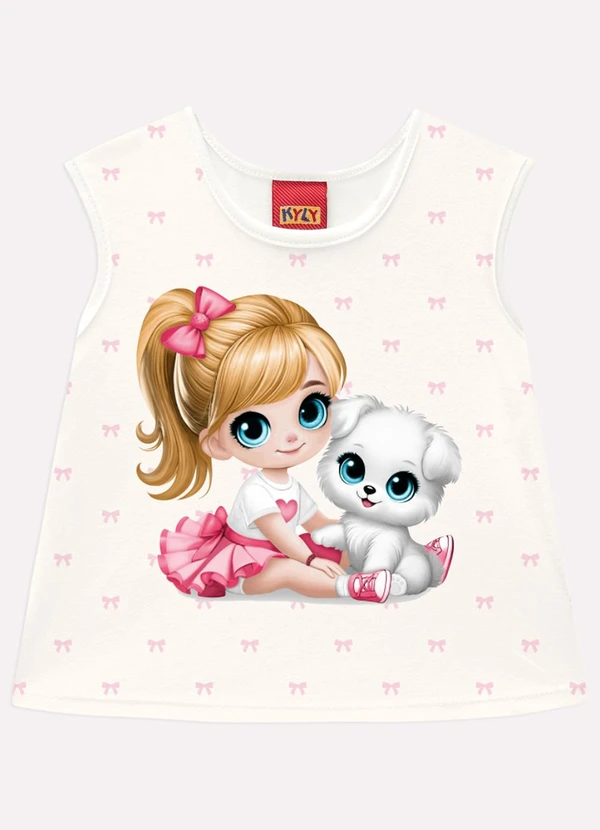 Kyly - Regata Infantil Menina Estampa Branco