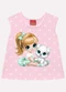 Kyly - Regata Infantil Menina Estampa Branco - variação: Rosa