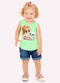 Kyly - Regata Infantil Menina Estampa Branco - variação: Verde