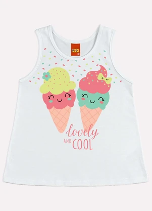 Kyly - Regata Infantil Menina Sorvetes Branco - KYLY