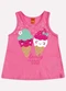 Kyly - Regata Infantil Menina Sorvetes Branco - variação: Rosa