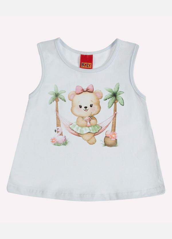 Kyly - Regata Infantil Menina Ursinha Branco