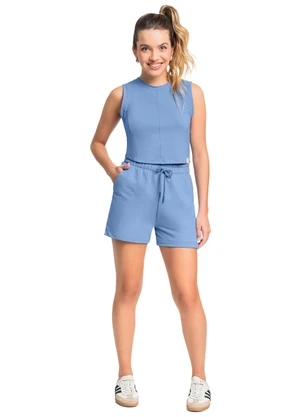 Gloss - Regata Juvenil Básica em Cotton Azul - GLOSS