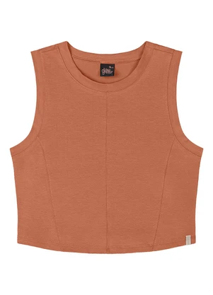 Gloss - Regata Juvenil Básica em Cotton Marrom - GLOSS