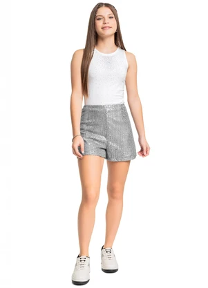 Gloss - Regata Juvenil em Cotton com Strass Branco - GLOSS