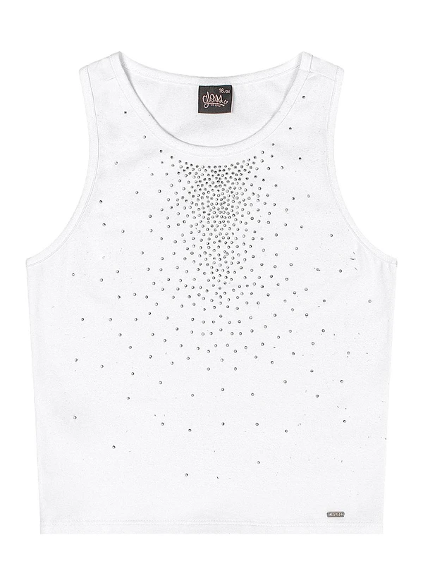 Gloss - Regata Juvenil em Cotton com Strass Branco 3