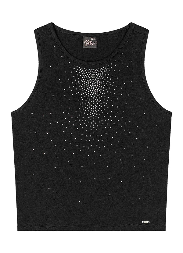 Gloss - Regata Juvenil em Cotton com Strass Preto 3