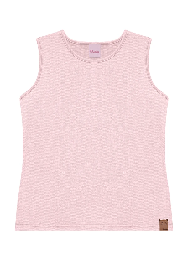 Duduka - Regata Juvenil Gatinho com Etiqueta Rosa