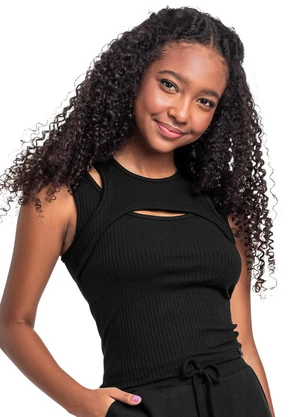 Gloss - Regata Juvenil Ribana Canelada Preto - GLOSS