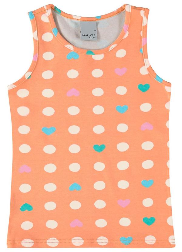 Malwee Kids - Regata Laranja Corações em Cotton Menina