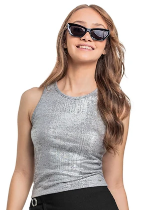 Gloss - Regata Malha Fóil Juvenil Cinza - GLOSS