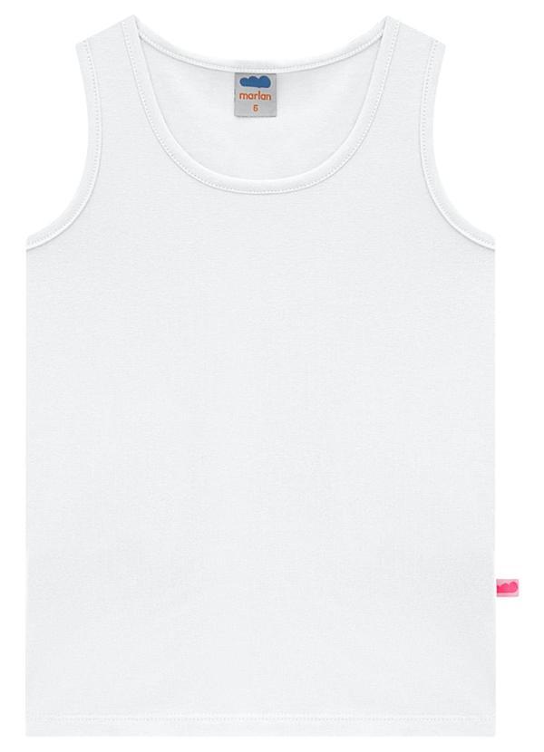 Marlan - Regata Menina em Cotton Penteado Branco