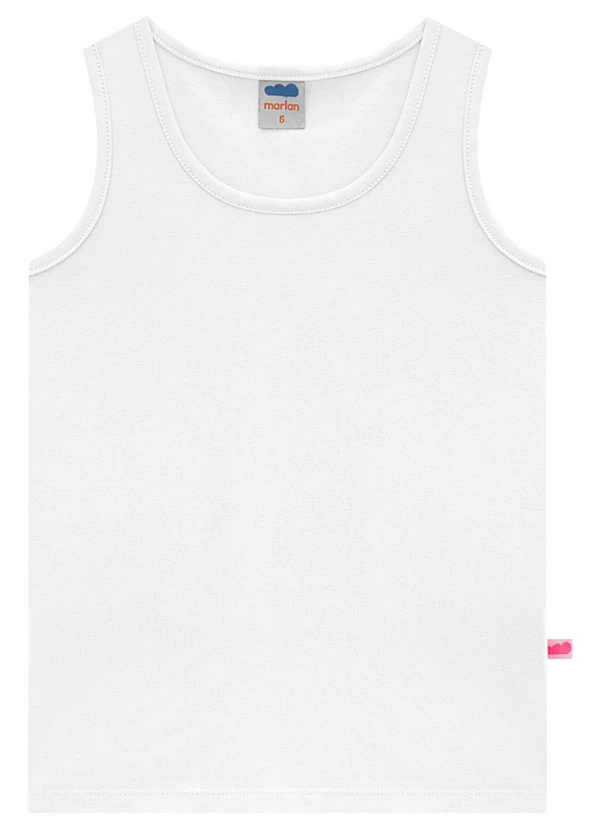 Marlan - Regata Menina em Cotton Penteado Branco