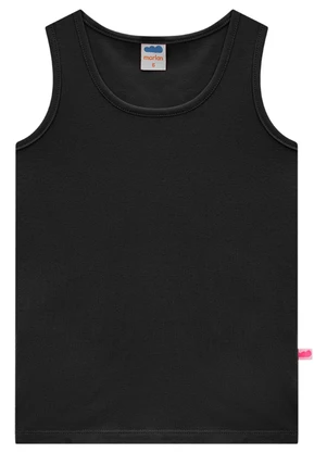 Marlan - Regata Menina em Cotton Penteado Preto - MARLAN