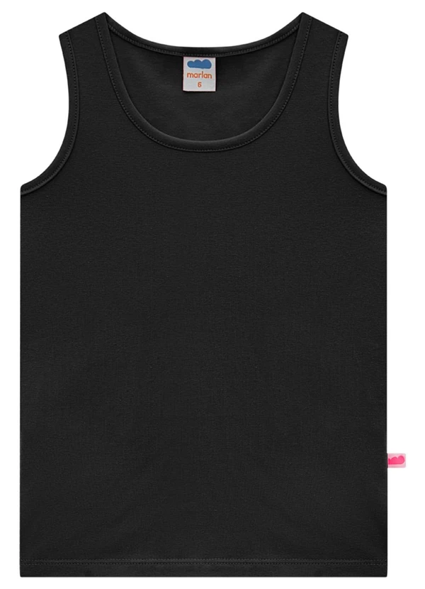 Marlan - Regata Menina em Cotton Penteado Preto