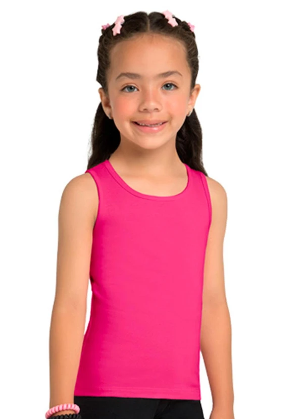 Marlan - Regata Menina em Cotton Penteado Rosa