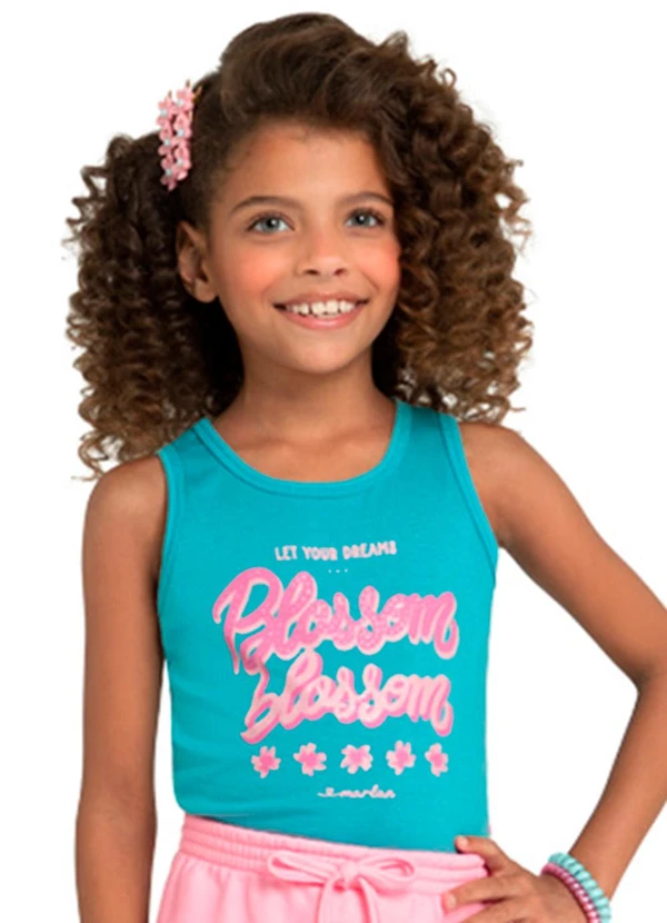 Marlan - Regata Menina em Meia Malha Penteada Azul