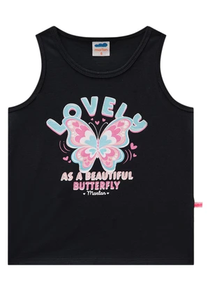 Marlan - Regata Menina em Meia Malha Penteada Preto - MARLAN