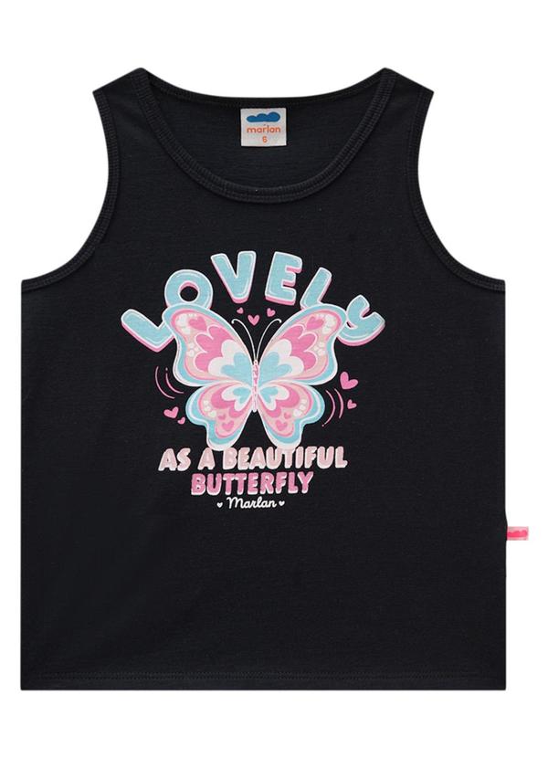 Marlan - Regata Menina em Meia Malha Penteada Preto