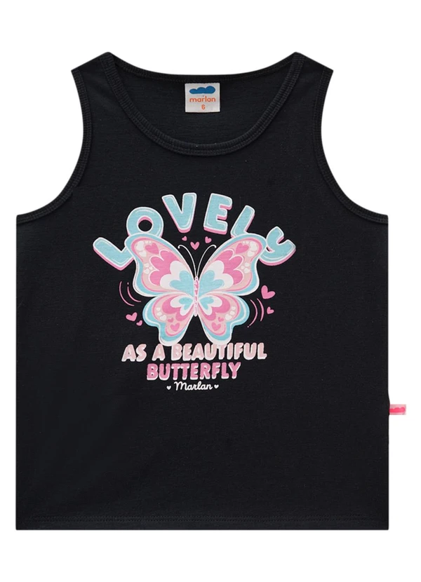 Marlan - Regata Menina em Meia Malha Penteada Preto