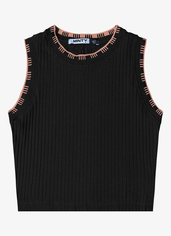 Minty - Regata Ribana Canelada Feminina Preto