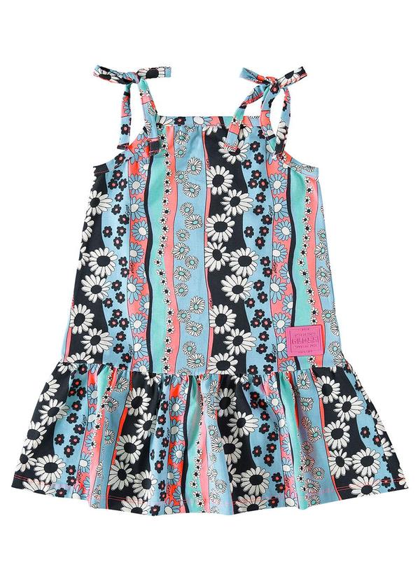 Gloss - Vestido Florido Juvenil em Cotton Azul 2