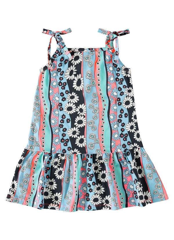 Gloss - Vestido Florido Juvenil em Cotton Azul 3
