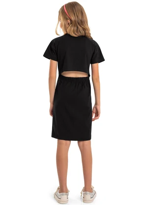 Gloss - Vestido Juvenil em Cotton Preto - GLOSS