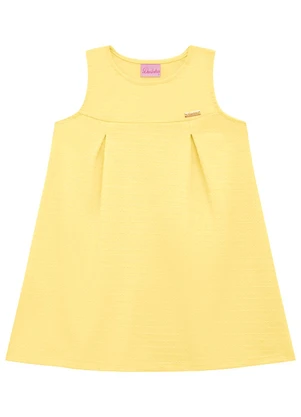 Duduka - Vestido Regata com Pregas e Plaquinha Amarelo - DUDUKA