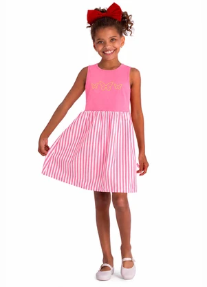 Duduka - Vestido Regata Strass Borboleta e Saia Rosa - DUDUKA