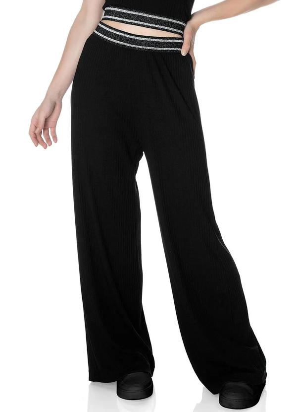 Minty - Calça Juvenil Malha Canelada Feminina Preto