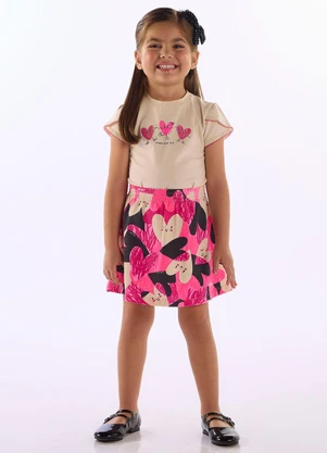 Up Baby - Conjunto Blusa Saia Short Bege - UP BABY