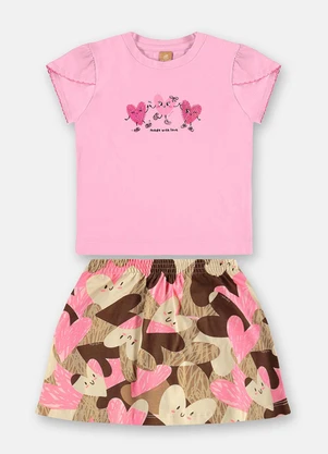 Up Baby - Conjunto Blusa Saia Short Rosa - UP BABY
